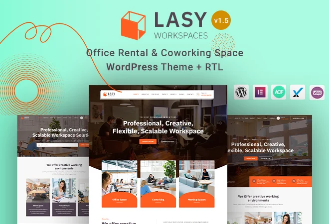 Lasy – Office Rental and Coworking Space WordPress Theme